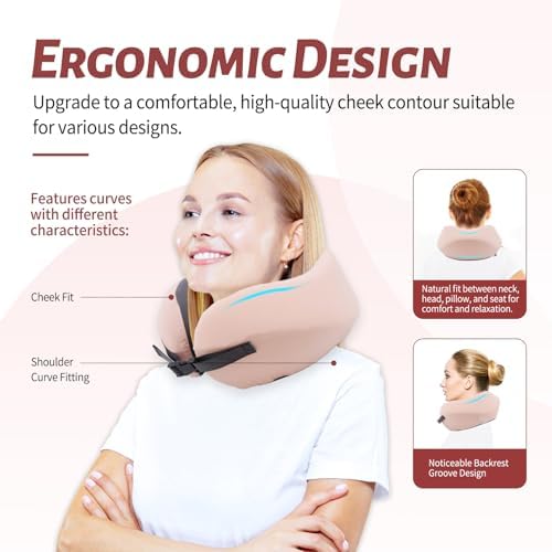 GOAL AHEAD Memory Foam Travel Pillow with Zipper Cover for Airplanes