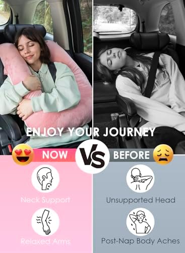QUEEN ROSE Pink Travel Pillow for Car