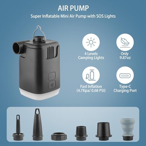 XINBAOHONG 3-in-1 Mini Air Pump with Camping Light