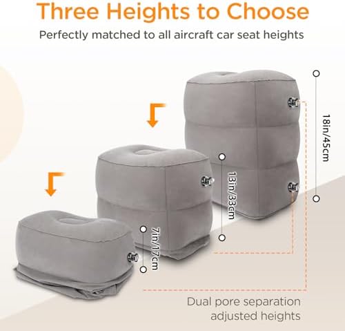 HOMCA Adjustable Inflatable Travel Foot Rest Pillow for Airplane Car Home