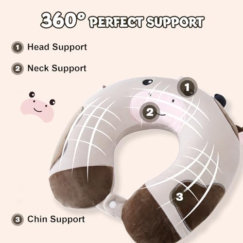 Cirorld Travel Pillow for Kids 9-12 YO Cow Animal Design