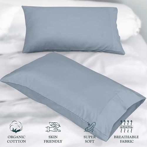 ROYALE LINENS 300 TC Cotton Pillowcases Set of 2 Queen 20x30 Lake Blue
