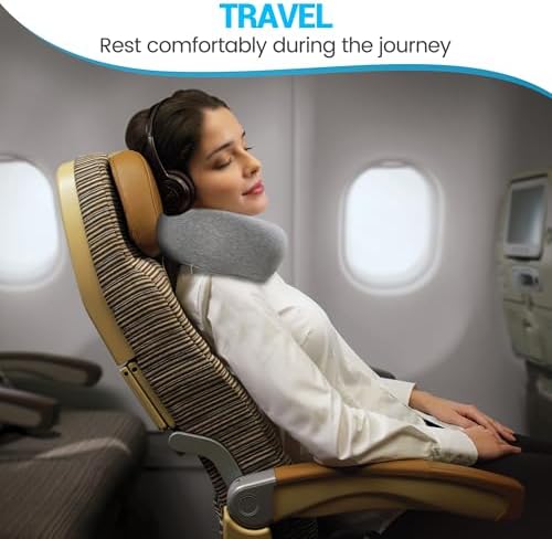 Memory Foam Travel Pillow with 360 Neck Support Grey