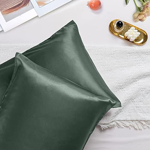 Vonty 2Pcs Body Satin Pillowcases - Forest Green