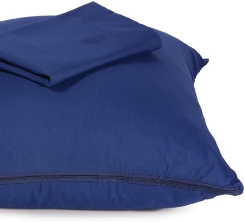 MICROPUFF Zippered Pillow Protectors 2 Pack Navy