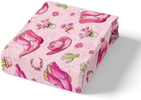 Manfei Western Cowgirl Queen Size Sheet Set with Pillow Cases