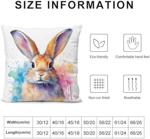 HighonHi Decorative Velvet Bed Pillowcase Happy Easter Bunny Pattern 16x16