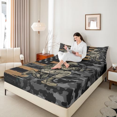 Manfei War Theme Queen Fitted Sheet Set