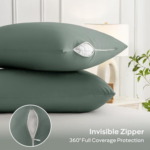 JELLYMONI Pillow Protectors Waterproof Zippered Set of 2