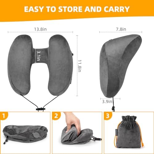 Rewondah Inflatable Travel Pillow for Airplane and Car