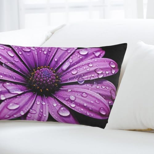 Purple Daisy Pillowcases Set of 2 King Size with Hidden Zipper