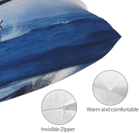 Blue Ocean Whale Pillow Cases Set of 2 Microfiber