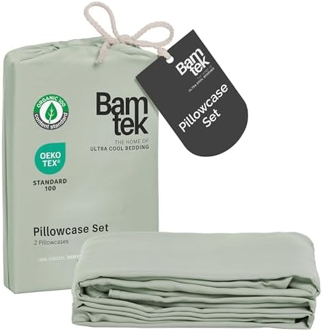 Bamtek Cooling Bamboo Pillowcases Queen Size Set of 2