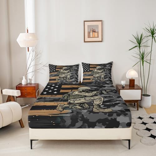 Manfei War Theme Queen Fitted Sheet Set