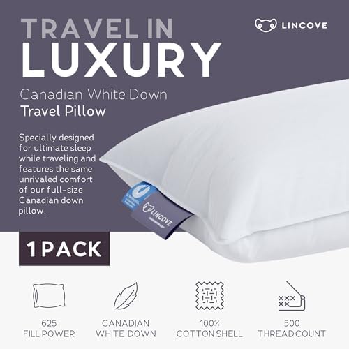 Lincove Travel Pillow - 13x18 Inches Down Feather Comfort