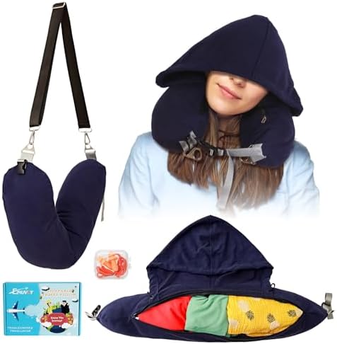 EZ4UVOY Stuffable Hood Pillow with Zipper for Travel