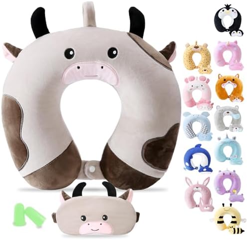 Cirorld Travel Pillow for Kids 9-12 YO Cow Animal Design