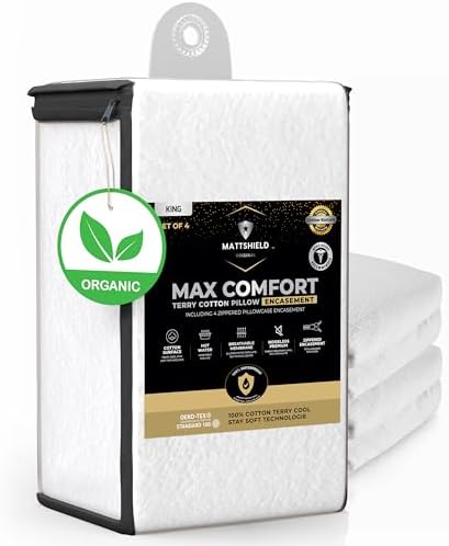 4 Pack Mattshield MAX Comfort Pillow Protectors with Zipper