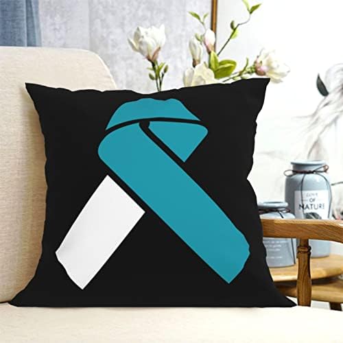 ByoBLu White and Teal Cancer Awareness Pillow Cover 12x12