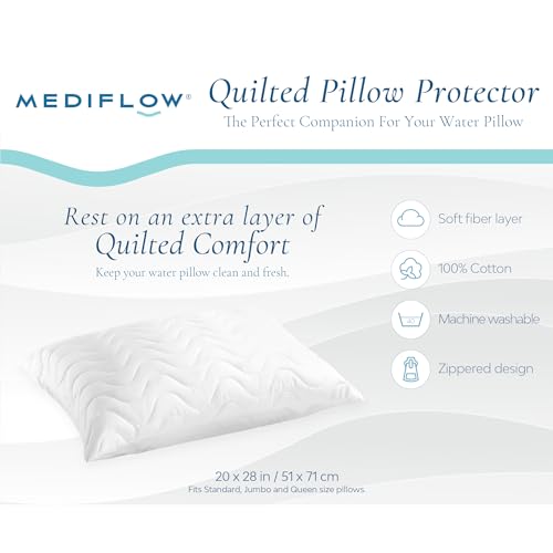 Mediflow Elite Cooling Water Pillow and Quilted Protector Set