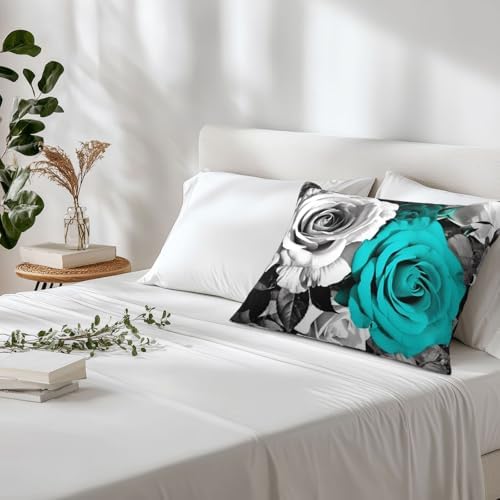 Rose Flowers Pillow Cases Set of 2 - Microfiber Travel Pillowcase with Hidden Zipper
