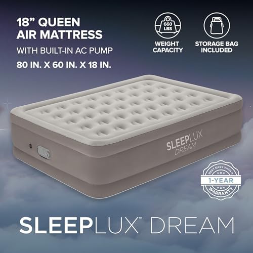 SleepLux Durable Air Mattress with Built-in Pump and USB Charger