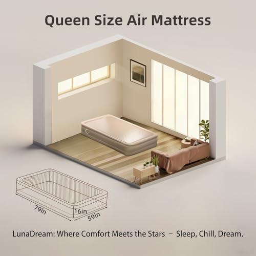 LunaDream Queen Air Mattress with USB Pump