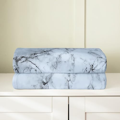 jejeloiu Fuzzy Marble Throw Blanket 40x50 Modern Plush Bedding