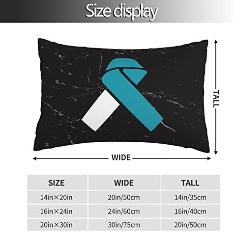 ByoBLu White Teal Awareness Ribbon Pillow Cover 14x20