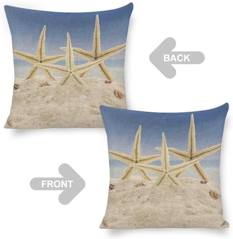 JOJOART Beach Starfish Linen Pillow Covers Set of 1 18x18