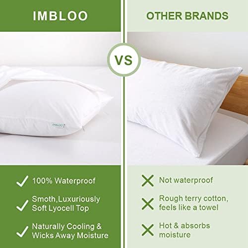 2 Pack Waterproof Pillow Protectors - Cooling Lyocell Pillow Covers