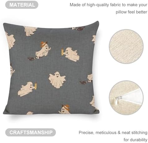 JOJOART Cute Ghosts Linen Pillow Covers Set of 2
