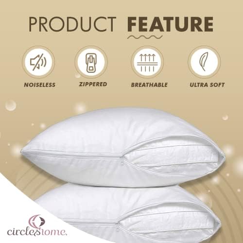 CirclesHome Pillow Protectors 2 Pack Queen Size Zippered
