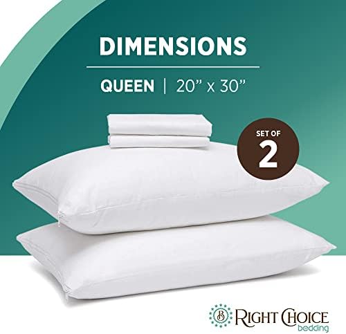 Right Choice Bedding Cotton Pillow Protectors with Zipper Set of 2