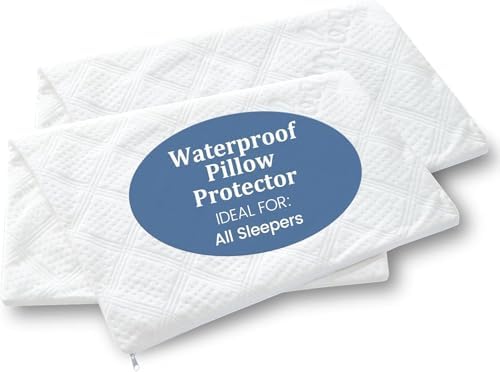 Kmall Waterproof Pillow Protectors with Zipper 2 Pack