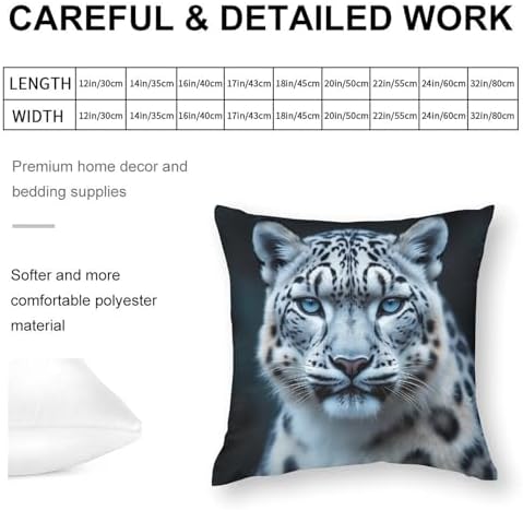 BoomDragon Super Soft Snow Leopard Pillowcase Protector - Square 18x18 Inches