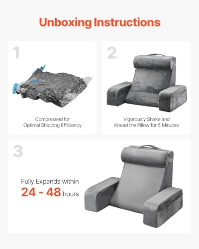 VEVOR Reading Pillow with Armrest and 3 Pockets