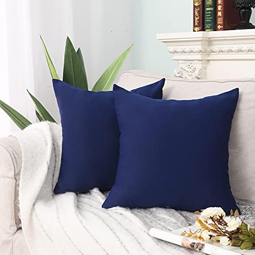 MUMFAS 2-Pack Solid Navy Blue Throw Pillow Covers