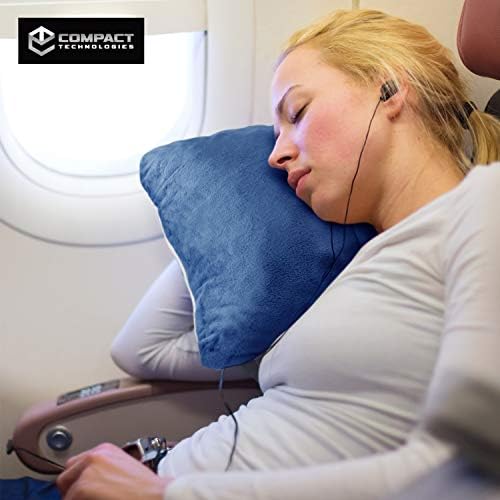 CT Compact Travel Pillow with Memory Foam and Fleece - Blue