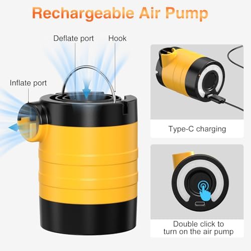 HUGERSTONE Rechargeable Air Pump with LED Light