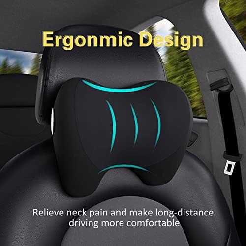 Super Cozy Car Headrest Pillow with Memory Foam and Adjustable Strap