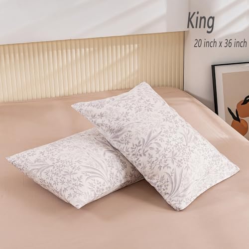 ECOCOTT 2 Pack King Size Floral Pillowcases 100 Cotton