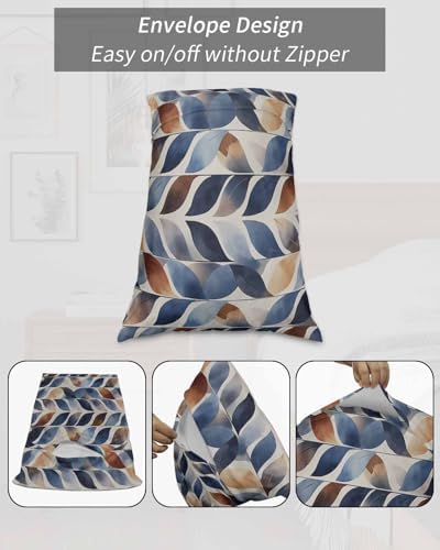 ERUNPONLY Navy Blue Burnt Orange Pillowcase Set of 2