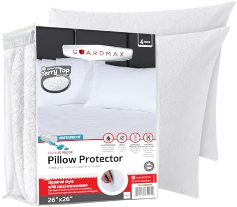 Guardmax Terry Cotton Waterproof Pillow Protector 4 Pack