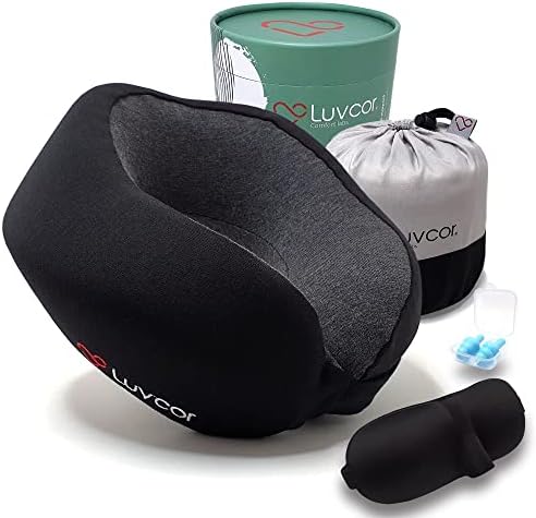 Luvcor Premium Memory Foam Neck Pillow Bundle - Stealth Black