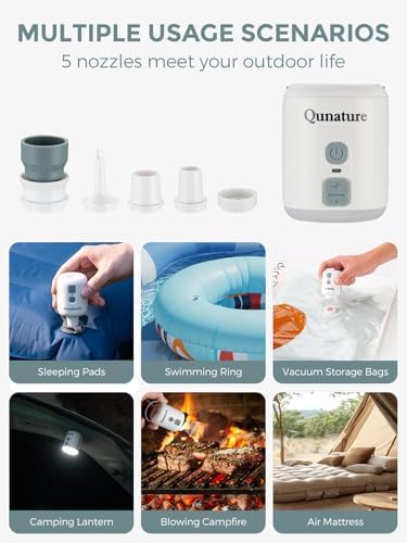 QUNATURE Portable Air Pump with Camping Light