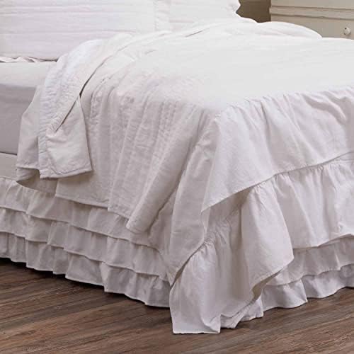 Piper Classic Serenity King Bed Skirt 78x80 Crisp White Ruffled