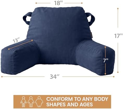 Unisakey Portable Comfy Reading Pillow with Arms and 3 Pockets