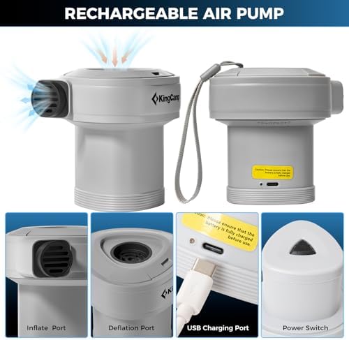 KingCamp Air Pump for Inflatables 4 Nozzle Quick Inflator Deflator