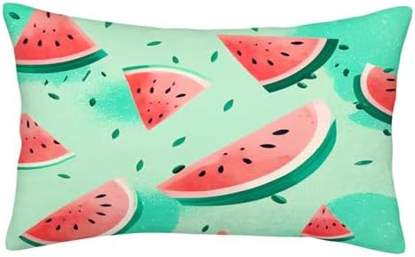 Green Watermelon Printed Throw Pillow 14x20
